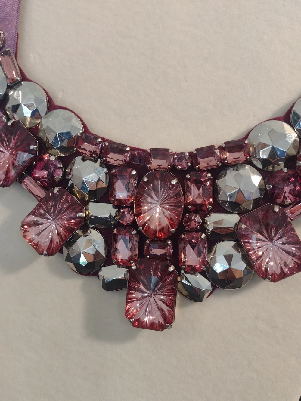 Joan Rivers Purple and Silver Crystal Bib Necklace